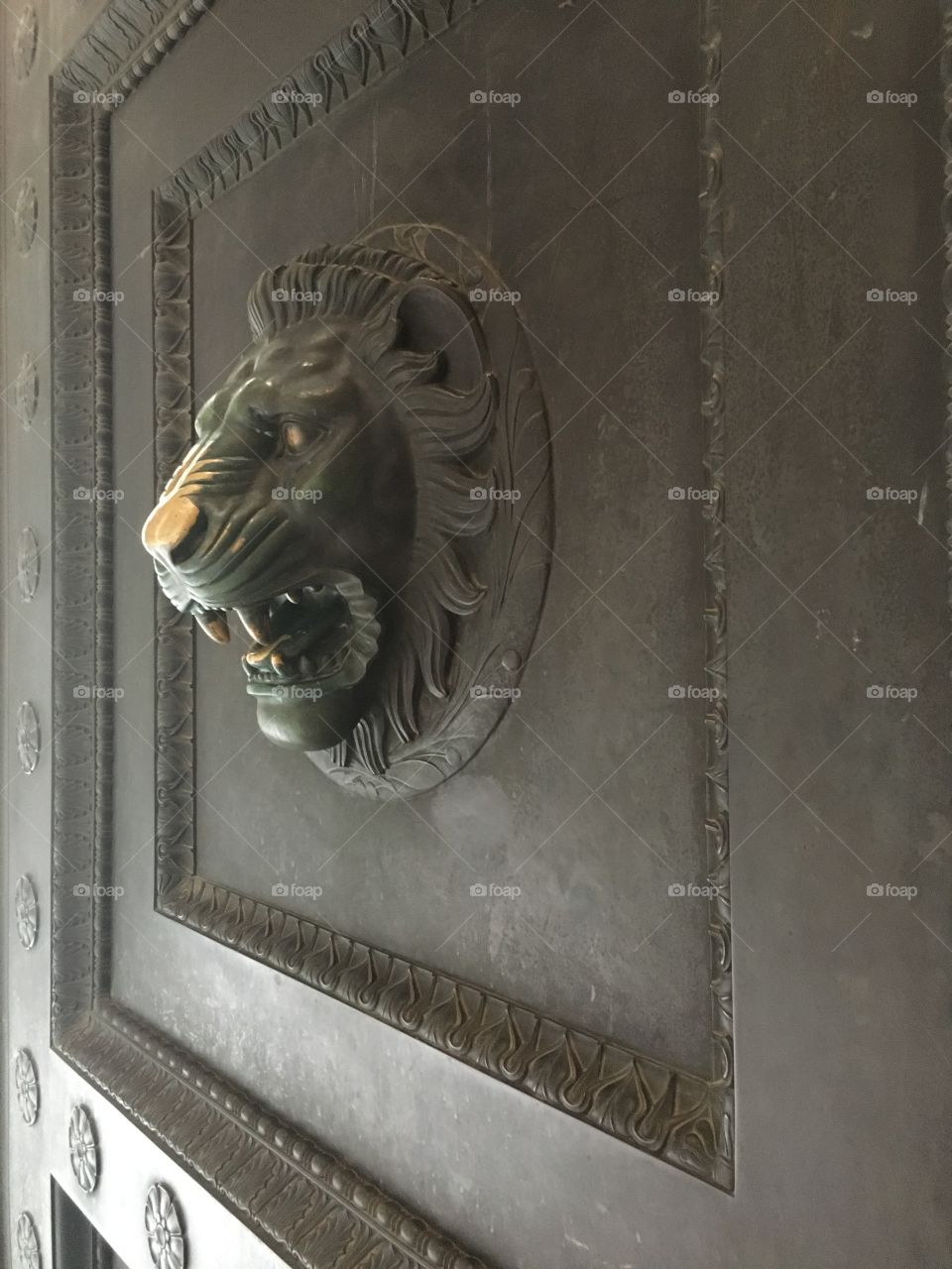 Lions head statue (side view)