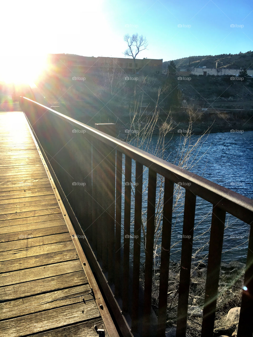 Sunset on river trail 