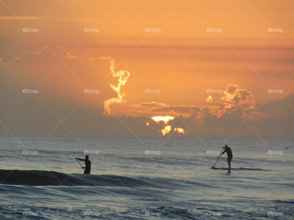 sunrise, surfing