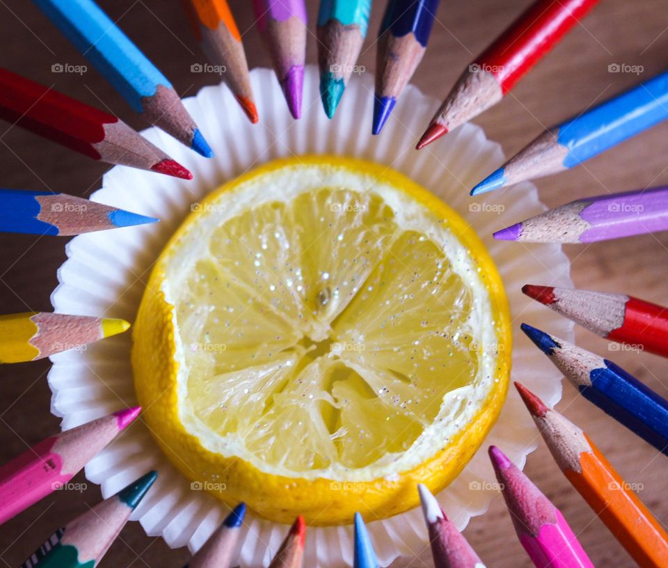 colorful lemon glitter crayon