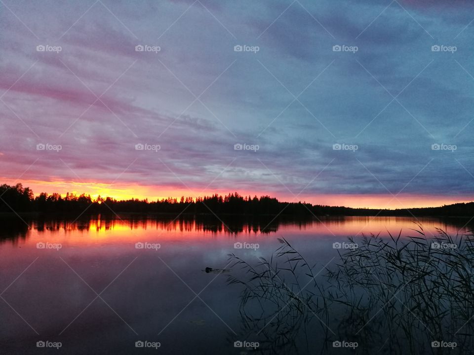 beautiful sunset at the lake