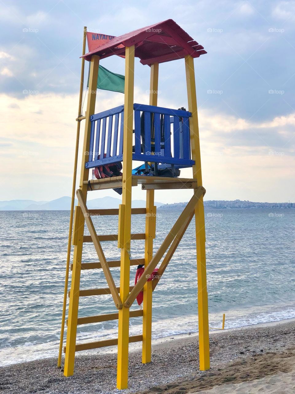 Color, explosion, beach, lifeguard, tower, safety, sea,sand