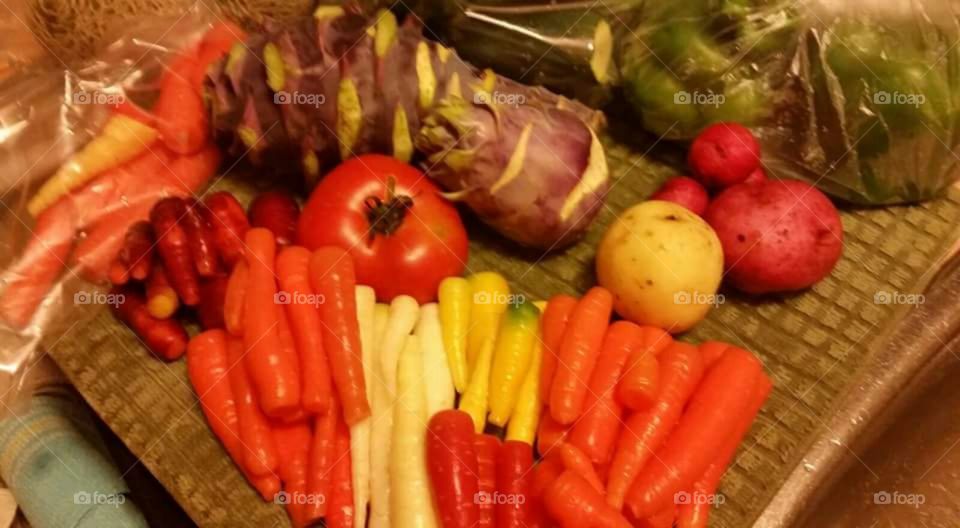 Garden good freshness. Carrots in a rainbow.