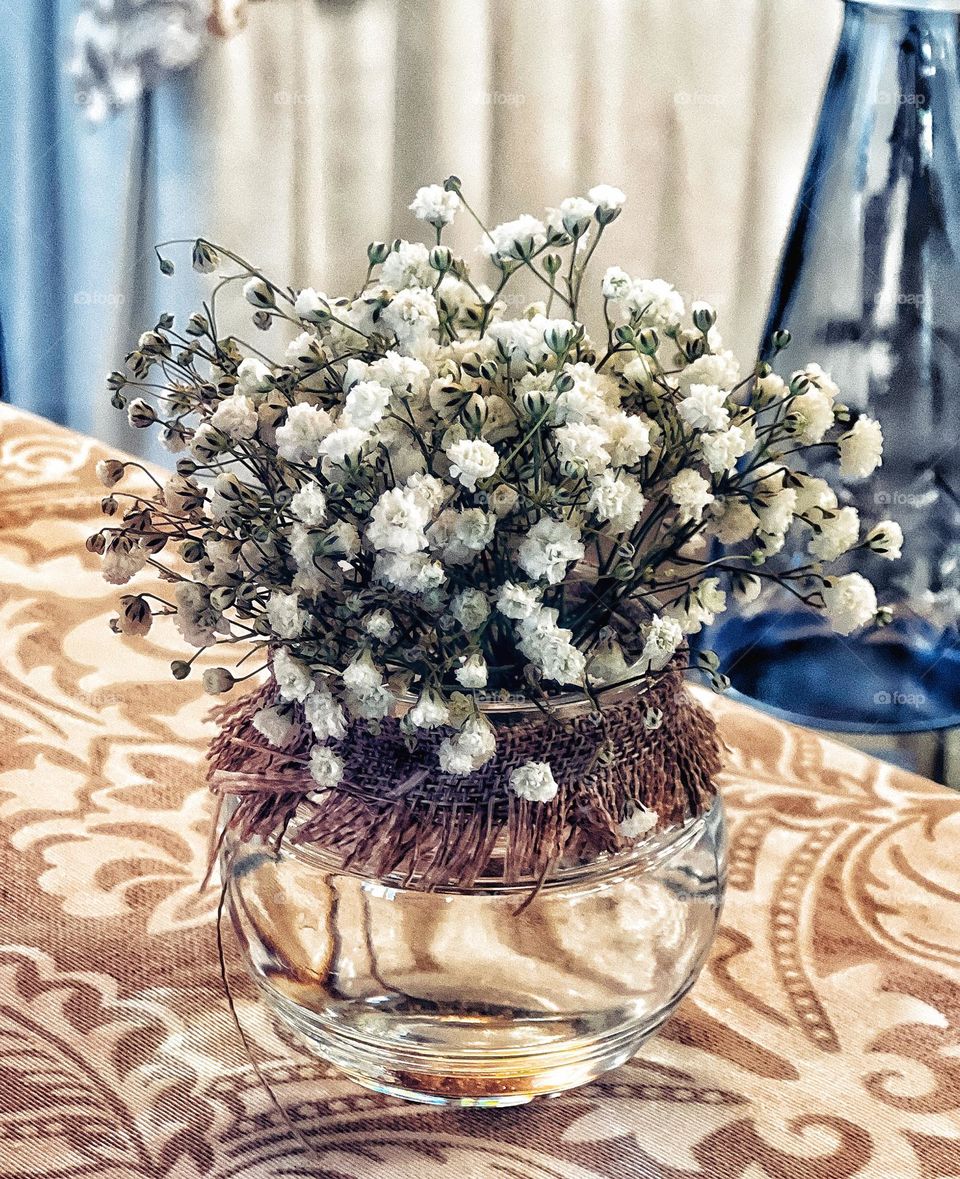 White Flower in water bottle 