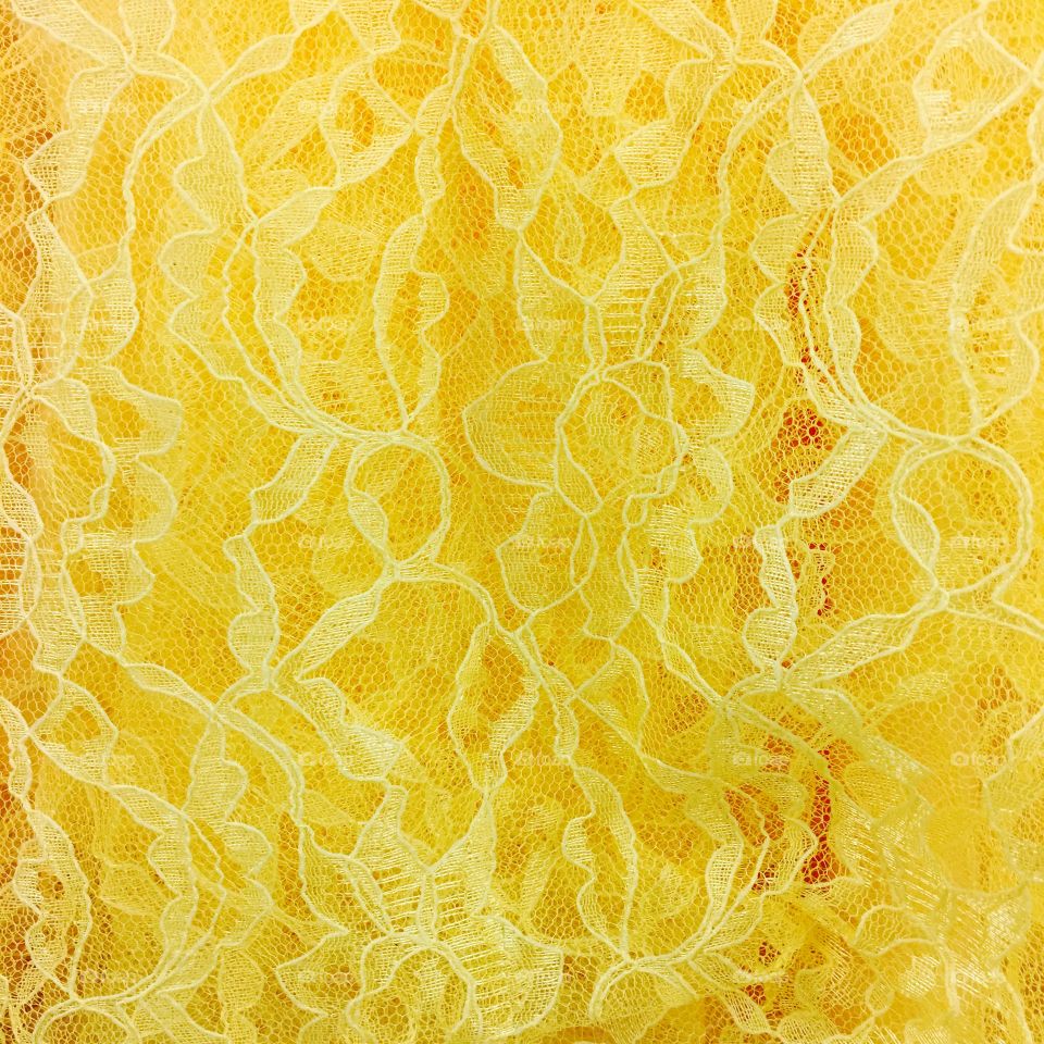 Yellow lace fabric