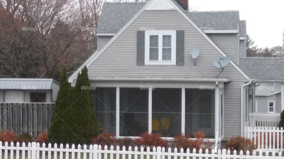 Misery gray with subtle colors make up this house.