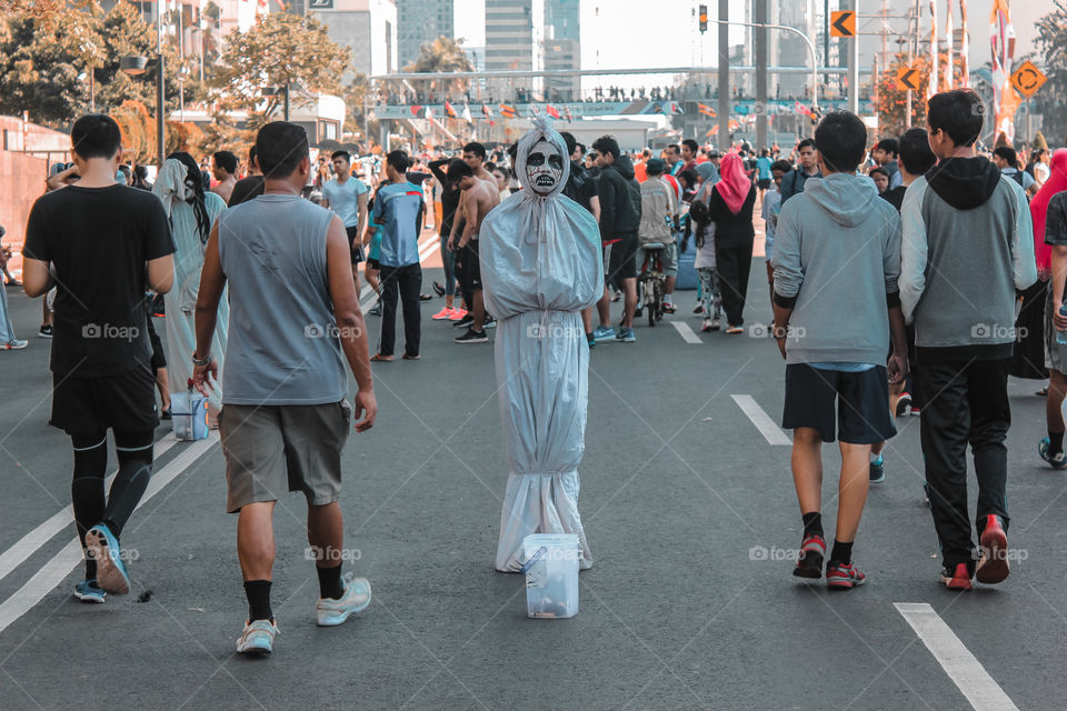 Indonesian ghost on the street in Jakarta