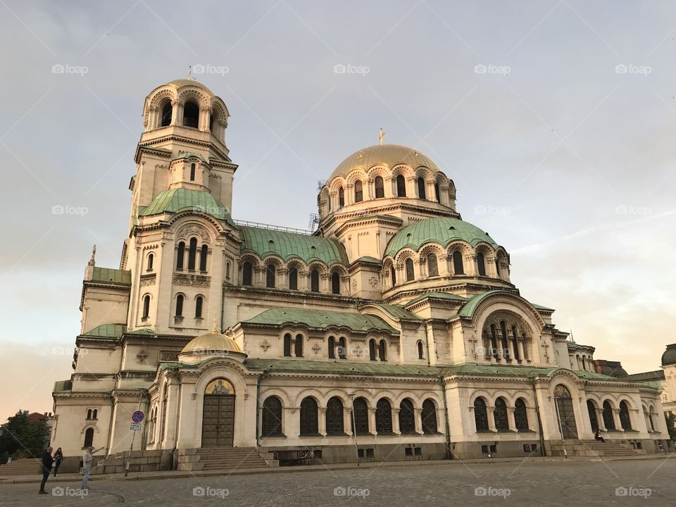 Sofia Cathedral. Historical Buildings. Sunset 