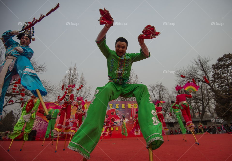 chinese spring festival in Beijing, the stalk walkers