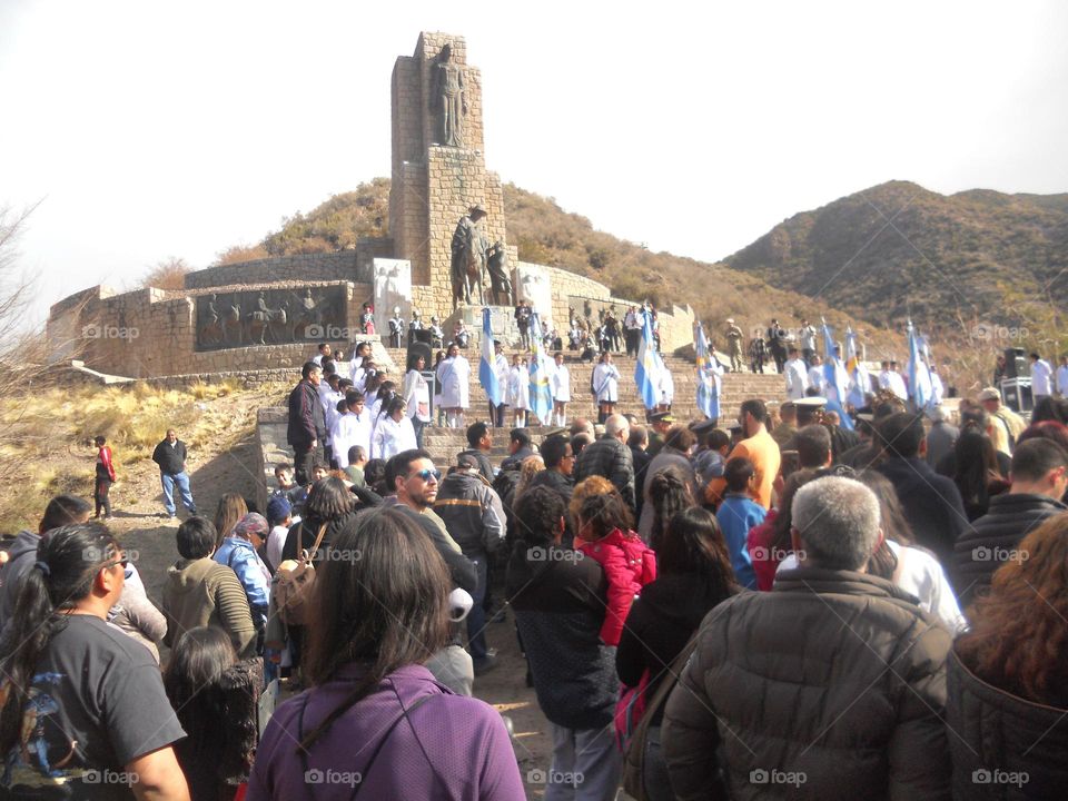 acto patrio argentino en sitio histórico. Tunuyán.Mendoza