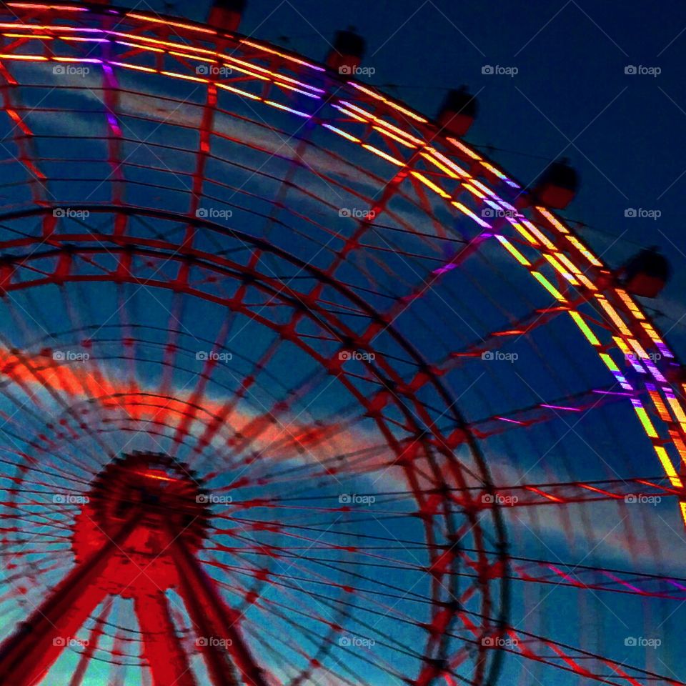 Electric Ferris wheel. Made my boyfriend turn the car around because the sun just set and the colors were coming to life for the night