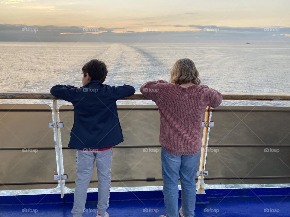 children looking at the view