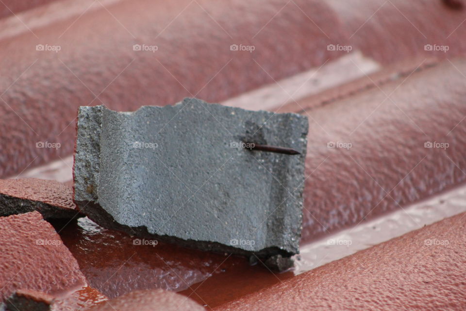 Broken rooftop tile