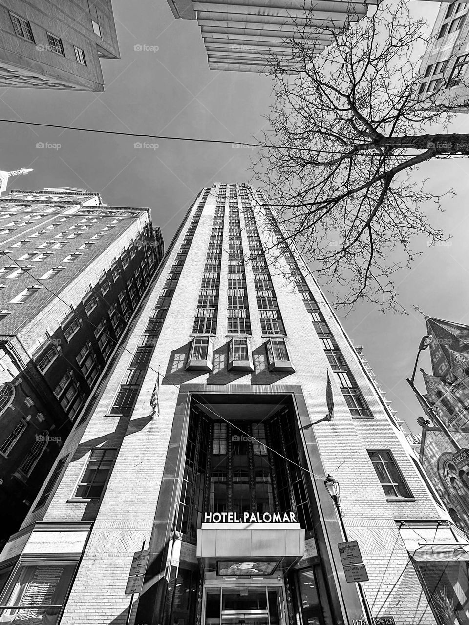 Hotel Palomar in black and white.