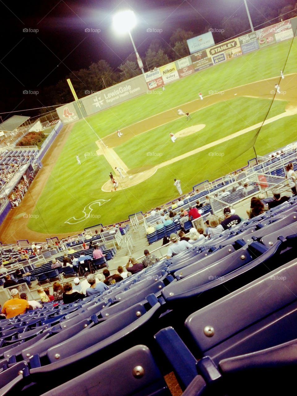 Baseball diamond at night