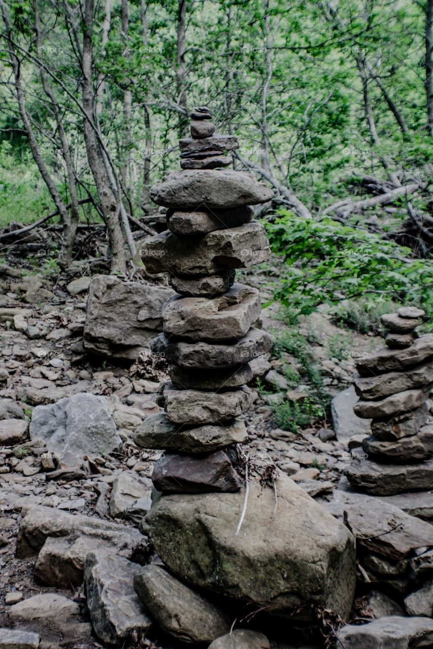 rocks stacked to form a tower