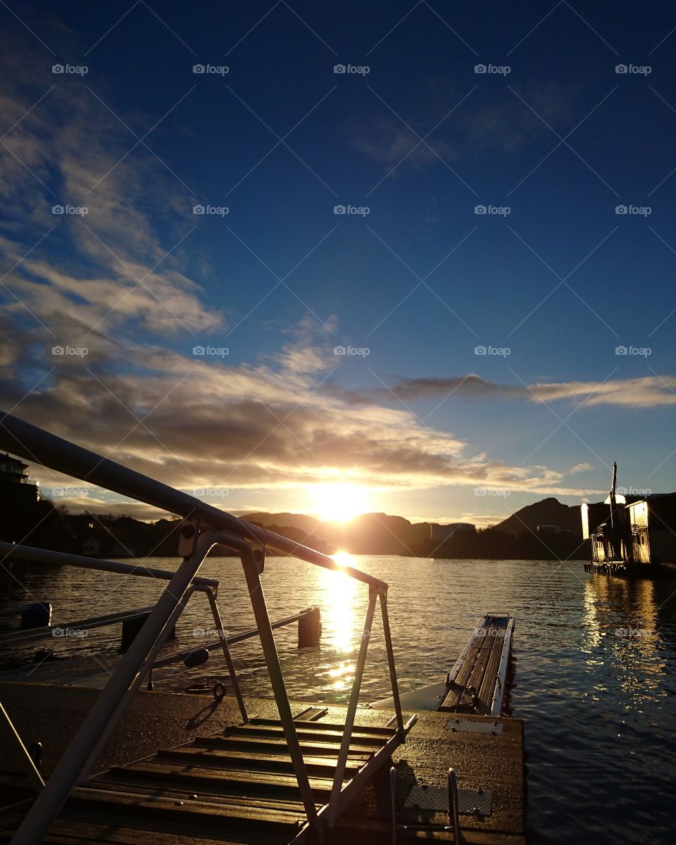 Scenic view of sea at sunrise