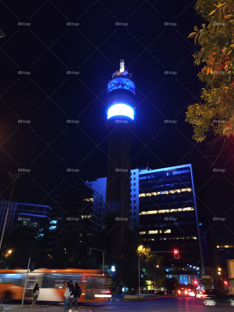 Torre Entel in the night, Santiago,Chile.