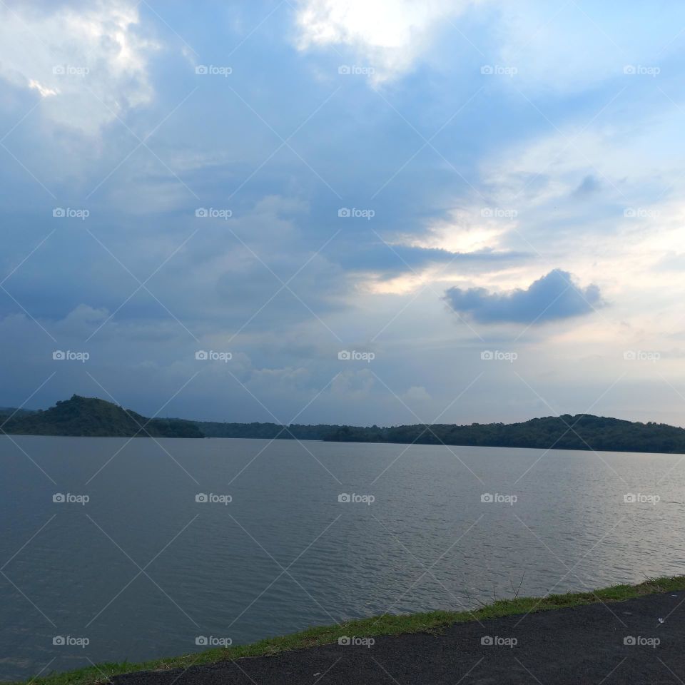 Beautiful view of the lakeside in the evening