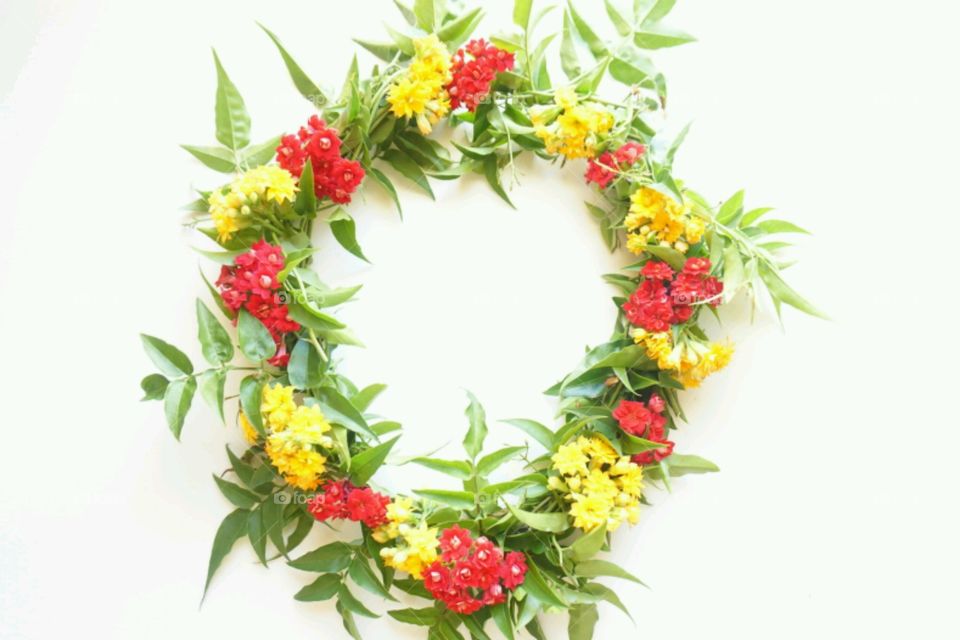 Flower crown - red & yellow & green