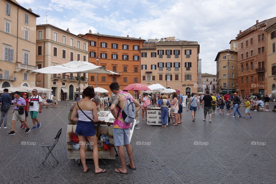 Painters at work in Rome.