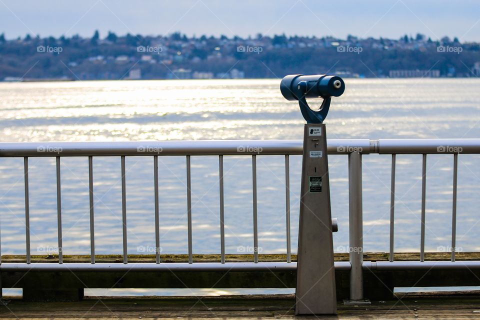 Sightseeing camera near the port in Seattle Washington USA 