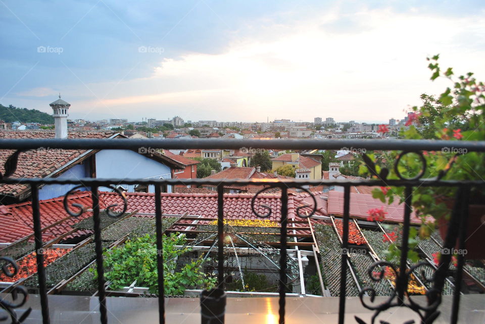 A restaurant view of Plovdiv, Bulgaria