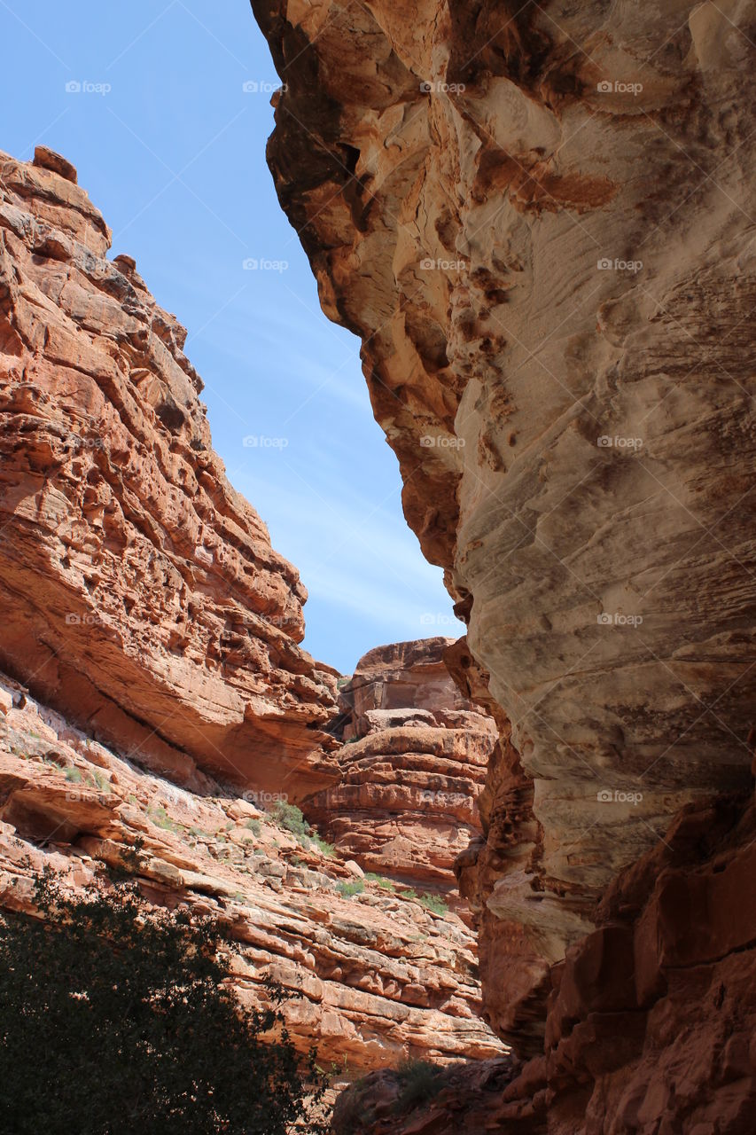 A view looking up from the bottom while hiking to Havasupai