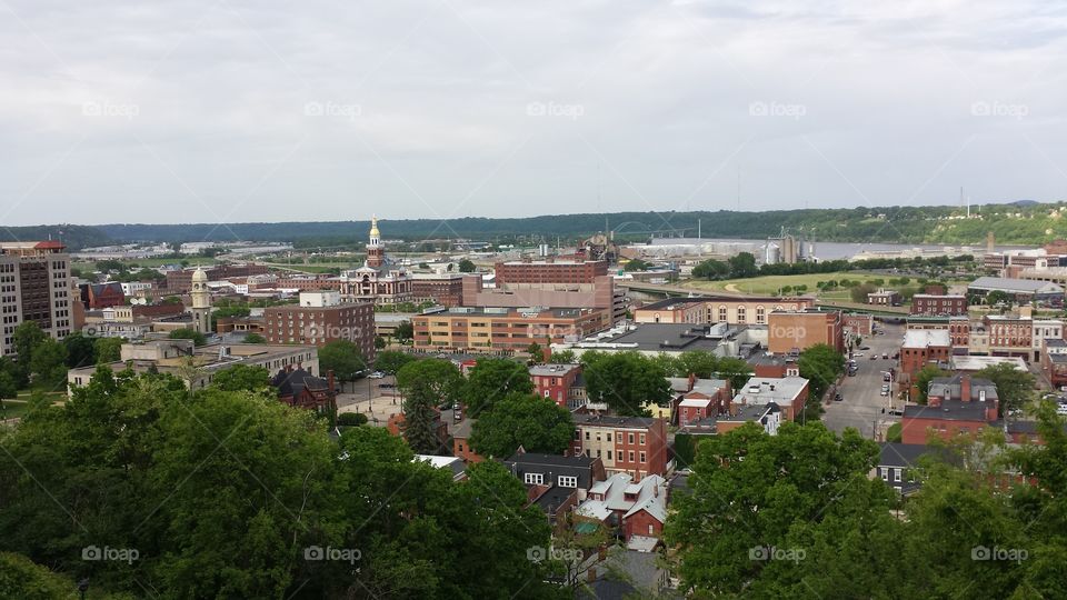 Downtown dubuque Iowa. taken from the bluff overlooking downtown