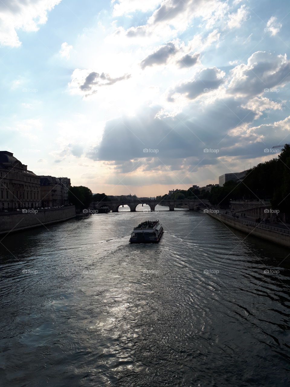 Tourist boat on Seine in Paris