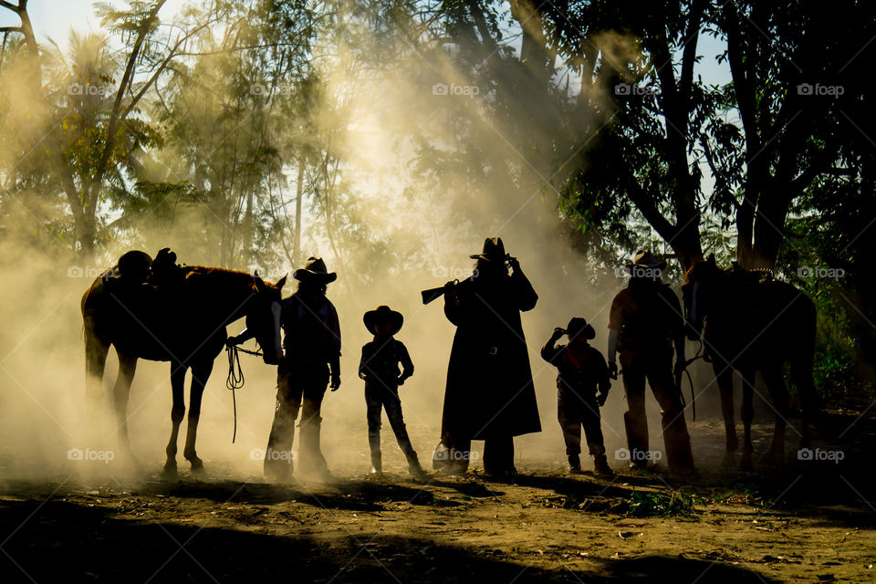 People, Cavalry, Man, Child, Silhouette