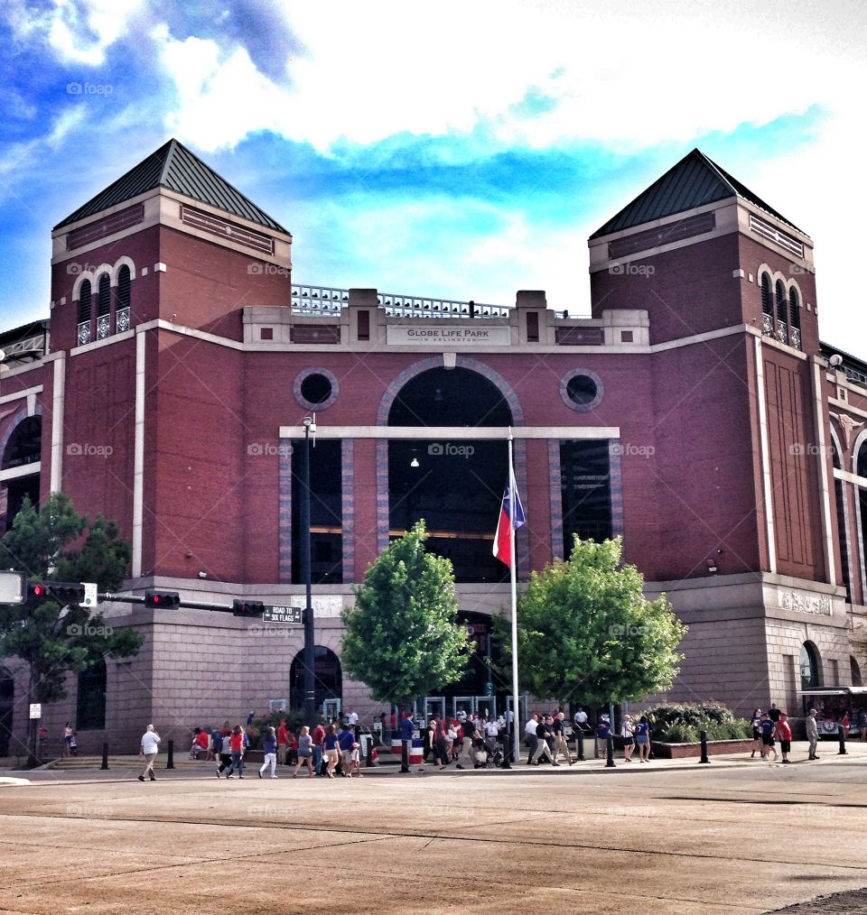 Baseball fans enter here. Entrance to globe life park in Arlington Texas 