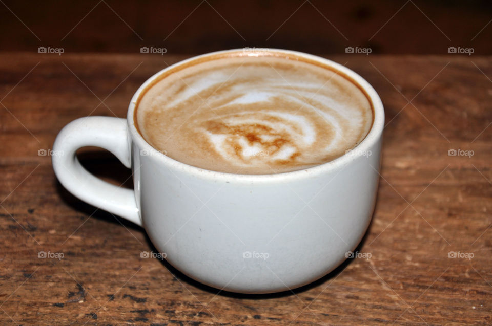 Latte in White Mug