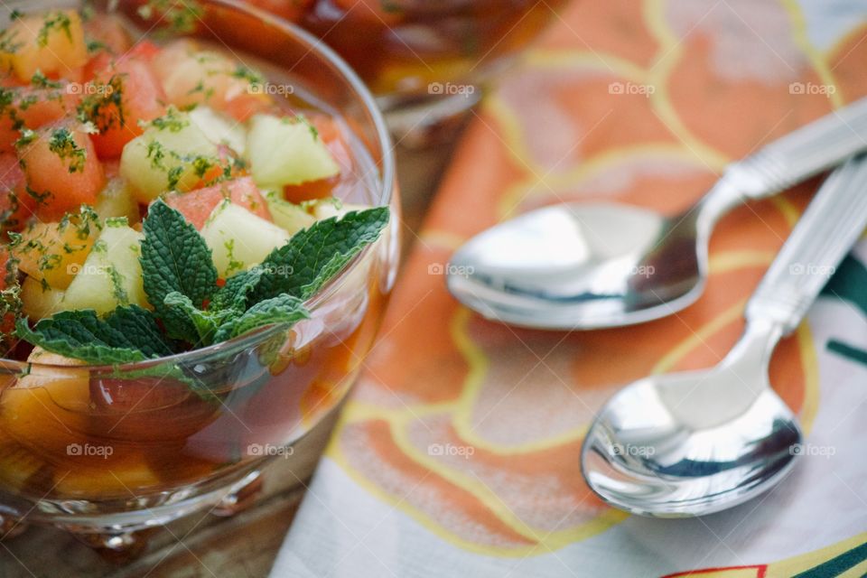 Colorful Rum fruit salad 