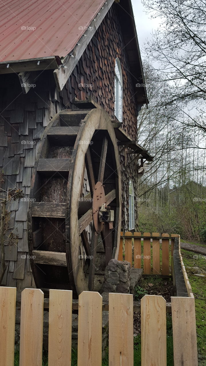 Old rustic mill water wheel