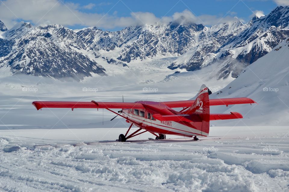 Red Plane On Glacier