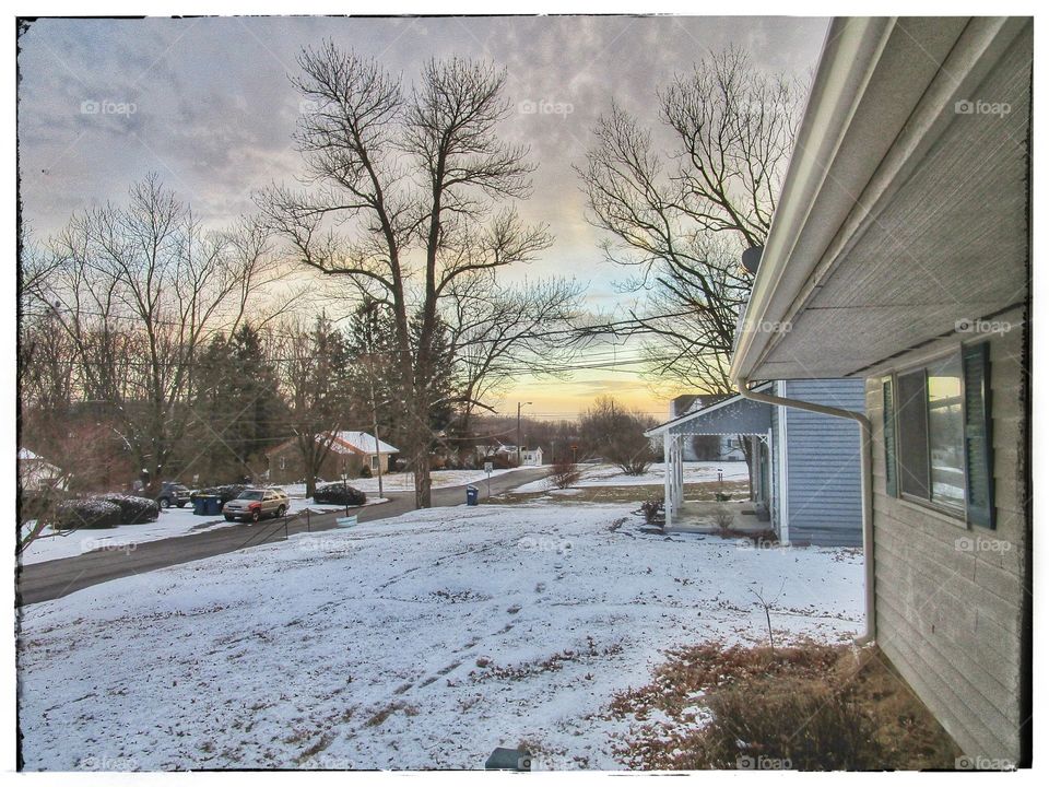 neighborhood at dusk