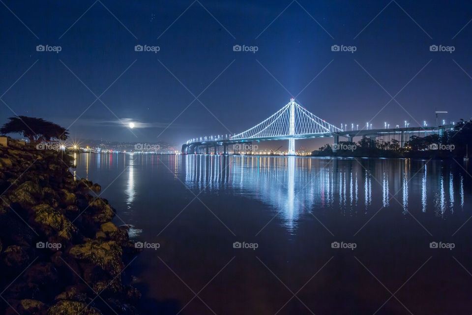Bay Bridge overlooking Oakland at night