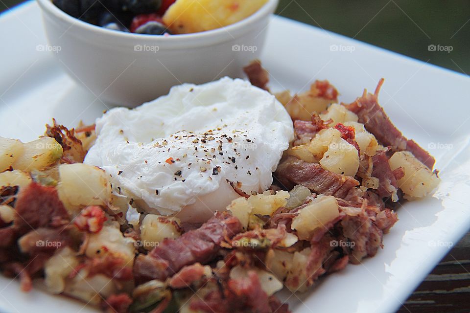 Fresh Guinness Corned Beef Hash and Eggs