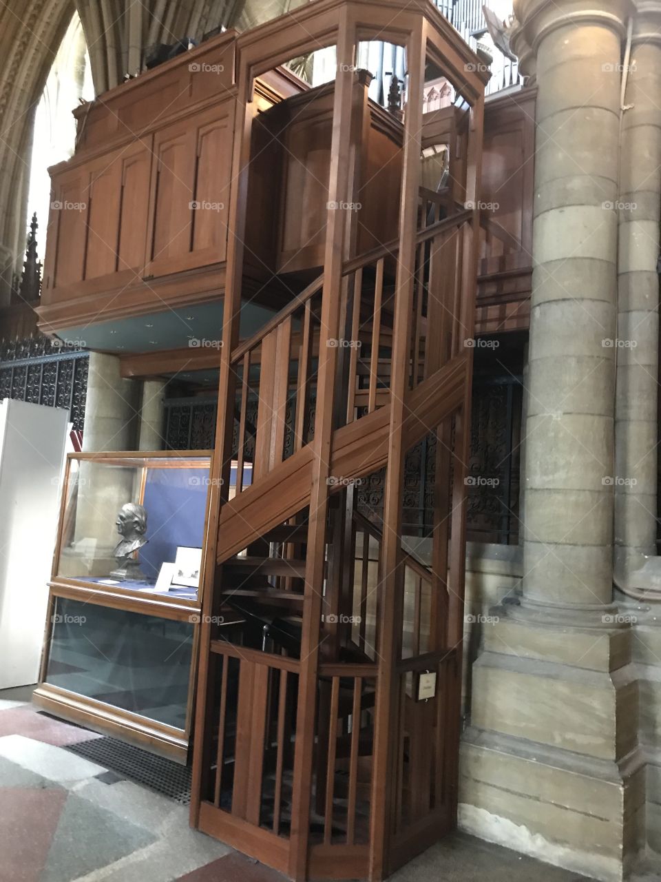 The considerable ascent that the clergy of Truro Cathedral take to their pulpit, who could fail not to be impressed.