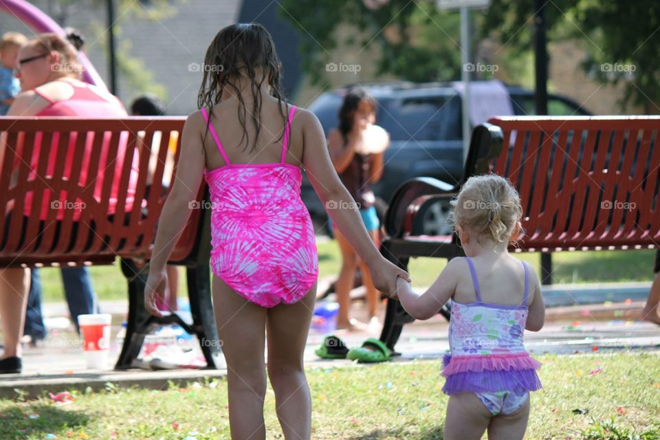 Girls Walking at Waterpark