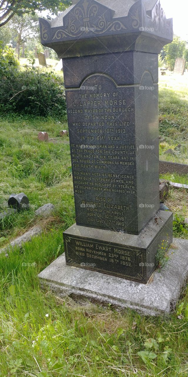 Memorial stone in graveyard