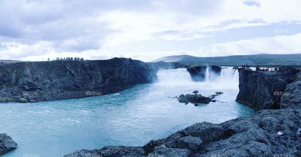 Scenic shot of the Goðafoss Waterfall in Iceland