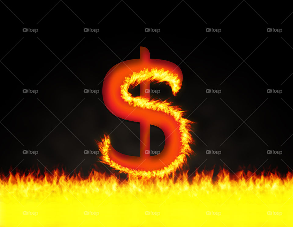 Abstract money simble on fire