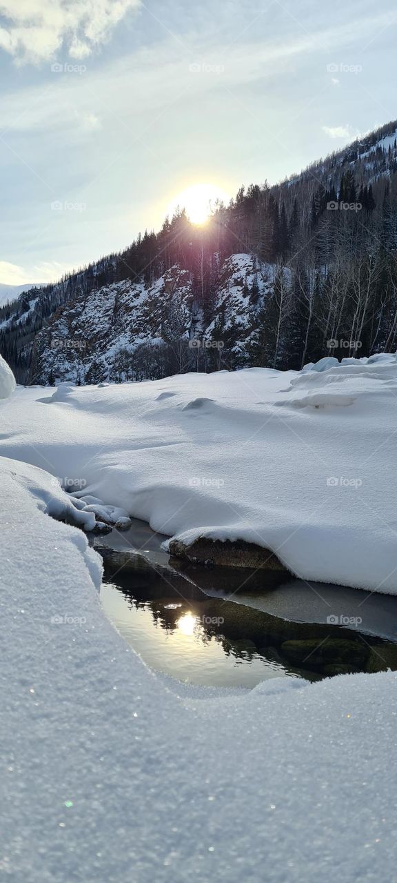 snow covered river