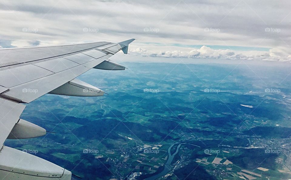 View of beautiful Switzerland from a Swiss plane.