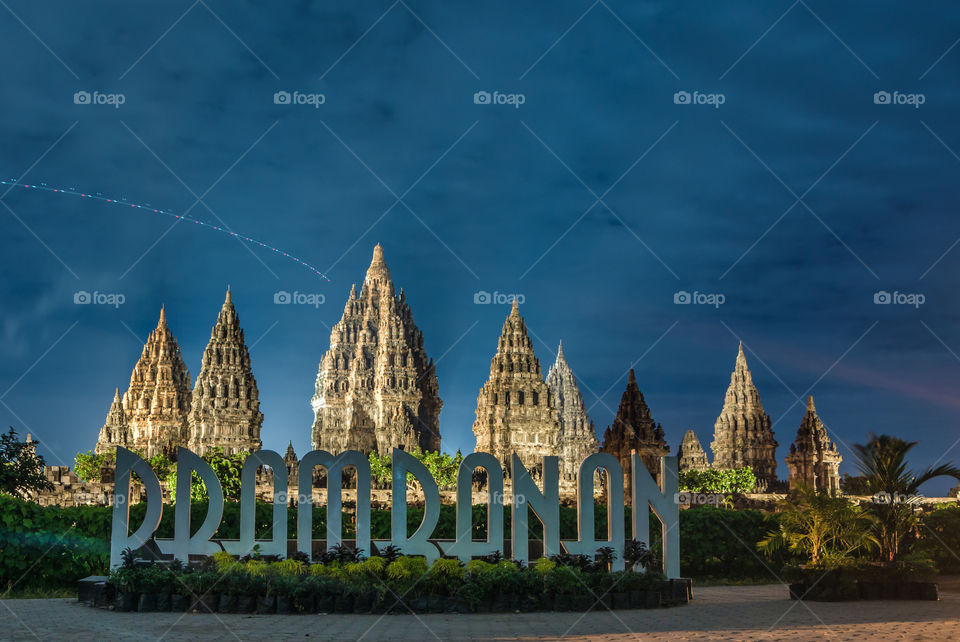 the beauty of prambanan temple in the night