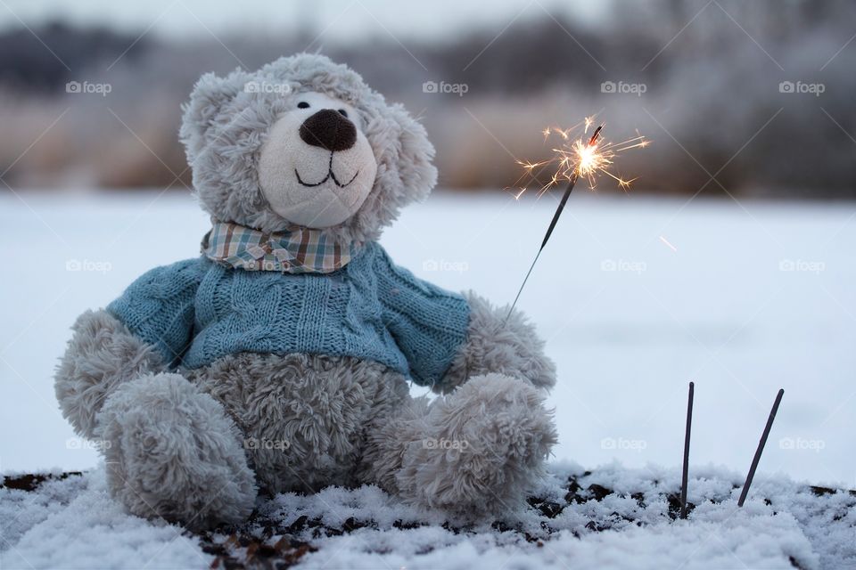 Teddy bear with sparkler 