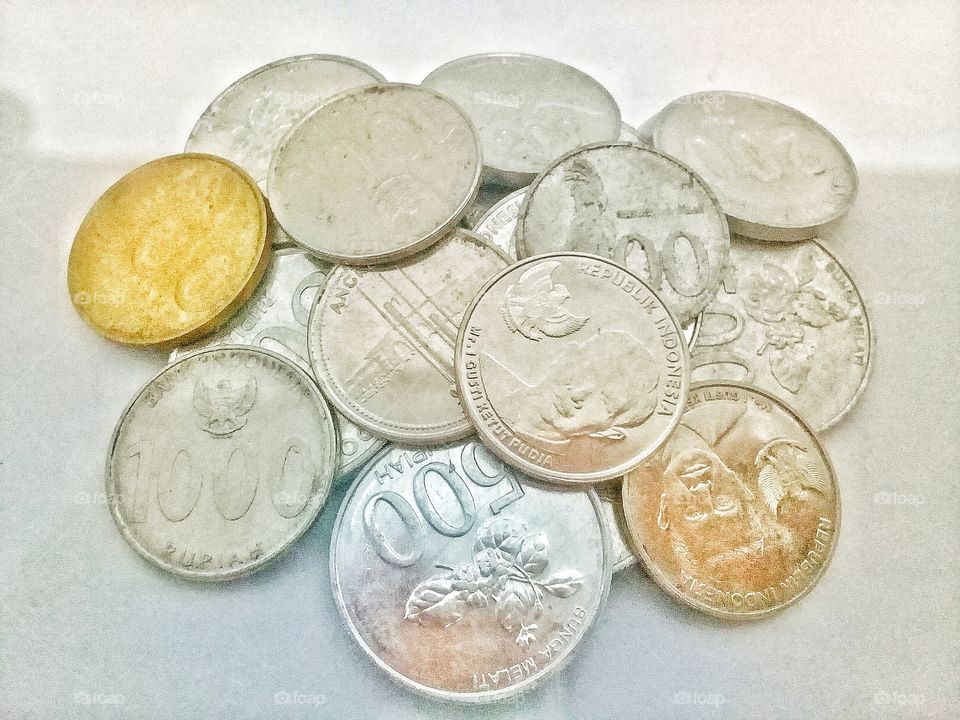 This are various types of indonesian coins which are still used as legal tender,Seruyan,Central Kalimantan Indonesia on Desember 04,2019