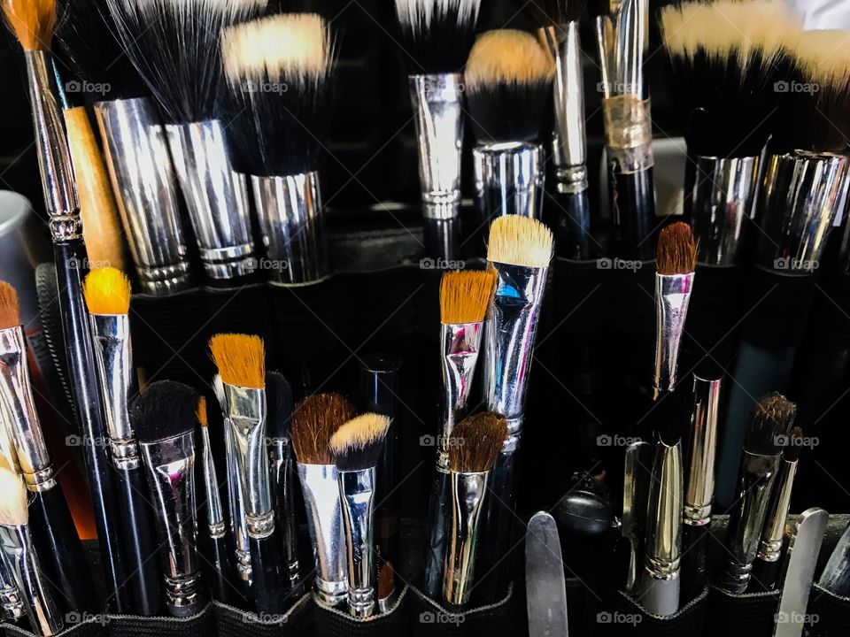 Brushes of a make-up artist